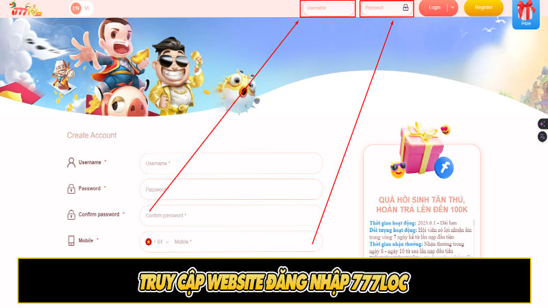 Truy cập website đăng nhập 777loc